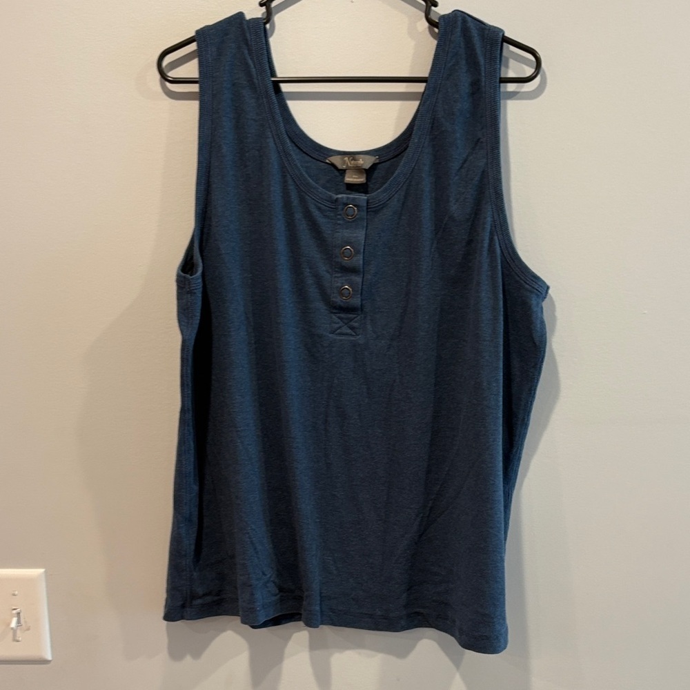Natural Reflections Dark Blue Buttoned Tank Top
